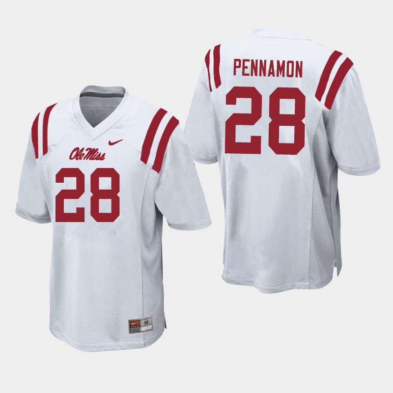 D'Vaughn Pennamon Ole Miss Rebels NCAA Men's White #28 Stitched Limited College Football Jersey OXU7458GP